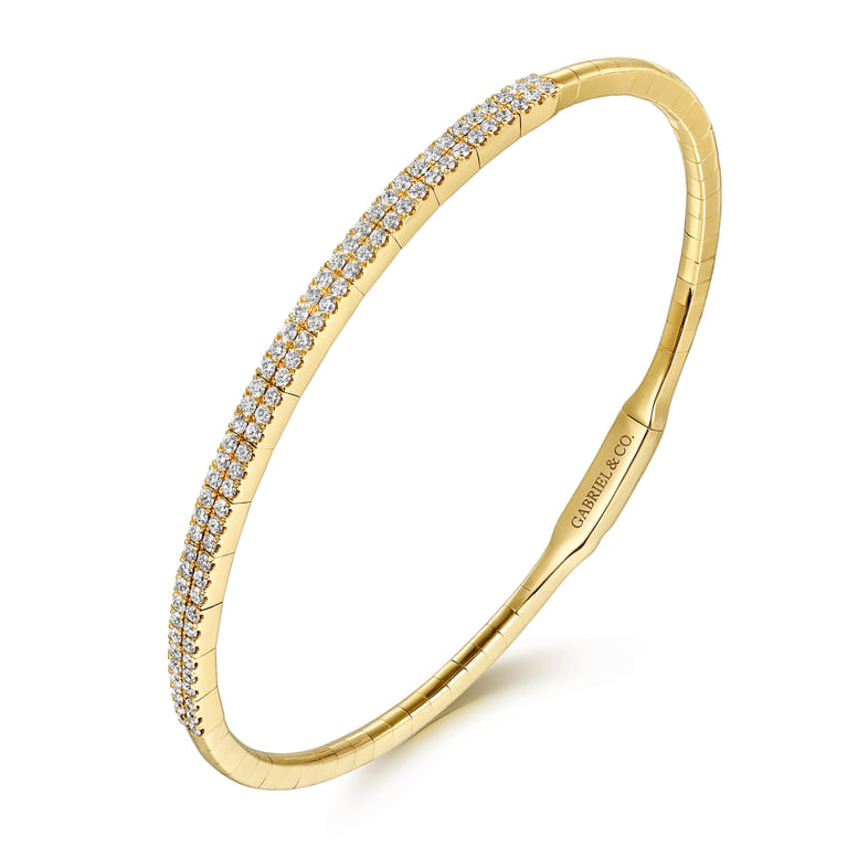 Closed Bangle Bracelet 14K Yellow Gold Diamond 0.75ct - 0.75 ct - Shot 2