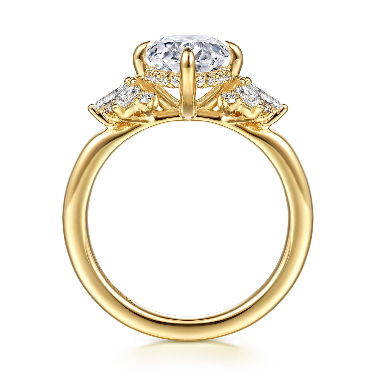 Clover - 14K Yellow Gold Compass Prong Oval Diamond Engagement Ring