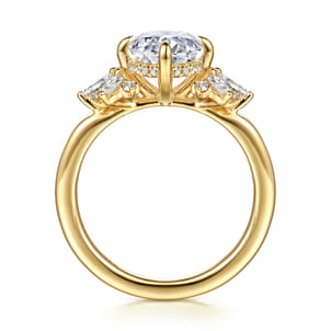Clover - 14K Yellow Gold Compass Prong Oval Diamond Engagement Ring