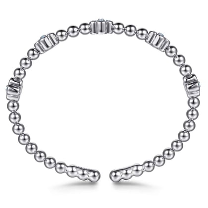 Clover - 925 Sterling Silver Blue Topaz Clover Bujukan Split Bangle Bracelet