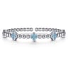 Clover - 925 Sterling Silver Blue Topaz Clover Bujukan Split Bangle Bracelet