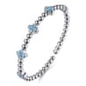 Clover - 925 Sterling Silver Blue Topaz Clover Bujukan Split Bangle Bracelet