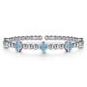 Clover - 925 Sterling Silver Blue Topaz Clover Bujukan Split Bangle Bracelet