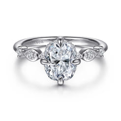 Clyde - 14K White Gold Compass Prong Elongated Cushion Diamond Engagement Ring
