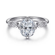 Clyde - 14K White Gold Compass Prong Elongated Cushion Diamond Engagement Ring
