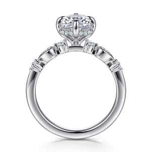 Clyde - 14K White Gold Compass Prong Elongated Cushion Diamond Engagement Ring