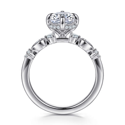 Clyde - 14K White Gold Compass Prong Elongated Cushion Diamond Engagement Ring