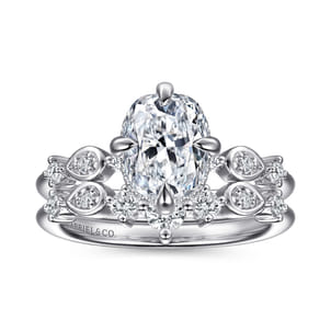 Clyde - 14K White Gold Compass Prong Elongated Cushion Diamond Engagement Ring