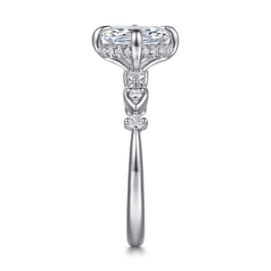 Clyde - 14K White Gold Compass Prong Elongated Cushion Diamond Engagement Ring