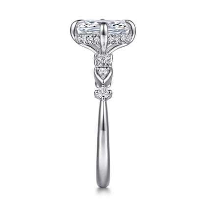 Clyde - 14K White Gold Compass Prong Elongated Cushion Diamond Engagement Ring