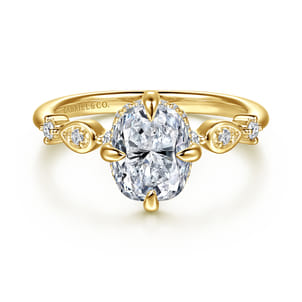 Clyde - 14K Yellow Gold Compass Prong Elongated Cushion Diamond Engagement Ring