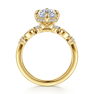 Clyde - 14K Yellow Gold Compass Prong Elongated Cushion Diamond Engagement Ring