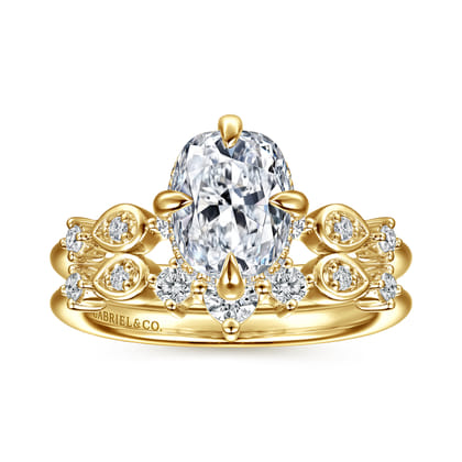 Clyde - 14K Yellow Gold Compass Prong Elongated Cushion Diamond Engagement Ring