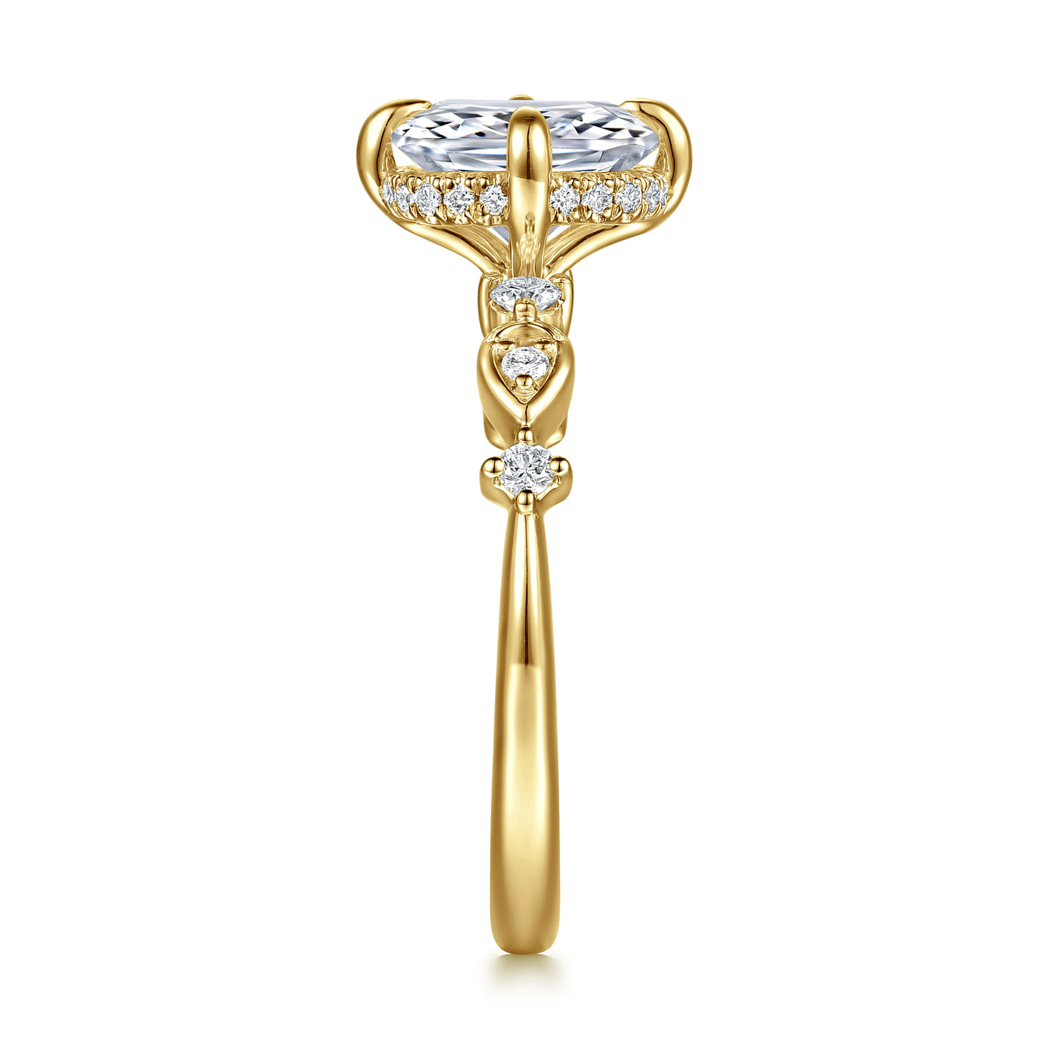 Clyde - 14K Yellow Gold Compass Prong Elongated Cushion Diamond Engagement Ring