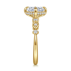 Clyde - 14K Yellow Gold Compass Prong Elongated Cushion Diamond Engagement Ring