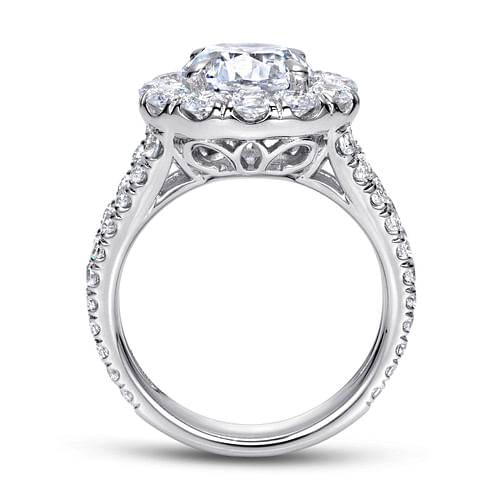 Coco - 14K White Gold Round Halo Diamond Engagement Ring - 1.86 ct - Shot 2