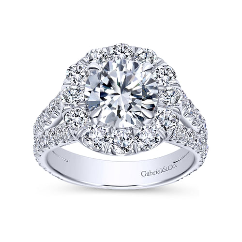 Coco - 14K White Gold Round Halo Diamond Engagement Ring - 1.86 ct - Shot 4