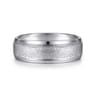 Cole - 14K White Gold 7mm - Beveled Edge Men's Wedding Band in Diamond Scratch Finish