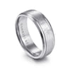 Cole - 14K White Gold 7mm - Beveled Edge Men's Wedding Band in Diamond Scratch Finish