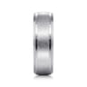 Cole - 14K White Gold 7mm - Beveled Edge Men's Wedding Band in Diamond Scratch Finish