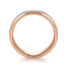 Cole - 14K White-Rose Gold 7mm - Beveled Edge Men's Wedding Band in Diamond Scratch Finish