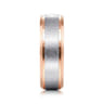 Cole - 14K White-Rose Gold 7mm - Beveled Edge Men's Wedding Band in Diamond Scratch Finish