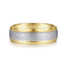 Cole - 14K White-Yellow Gold 7mm - Beveled Edge Men's Wedding Band in Diamond Scratch Finish