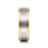 Cole - 14K White-Yellow Gold 7mm - Beveled Edge Men's Wedding Band in Diamond Scratch Finish