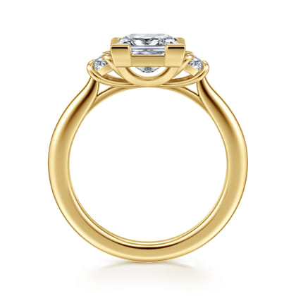 Colleen - 14K Yellow Gold Half Bezel Princess Cut Three Stone Diamond Engagement Ring