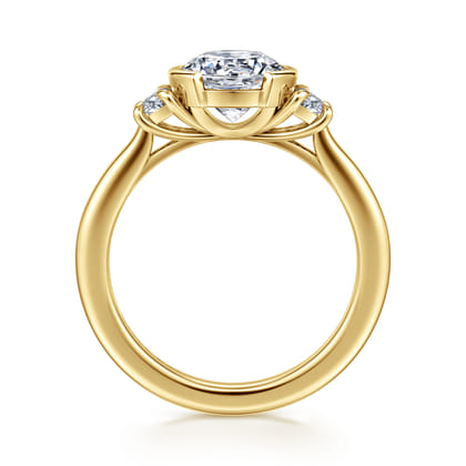 Colleen - 14K Yellow Gold Half Bezel Round Three Stone Diamond Engagement Ring
