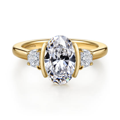 Colleen - 14K Yellow Gold Oval Three Stone Diamond Engagement Ring