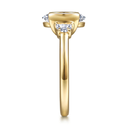 Colleen - 14K Yellow Gold Oval Three Stone Diamond Engagement Ring