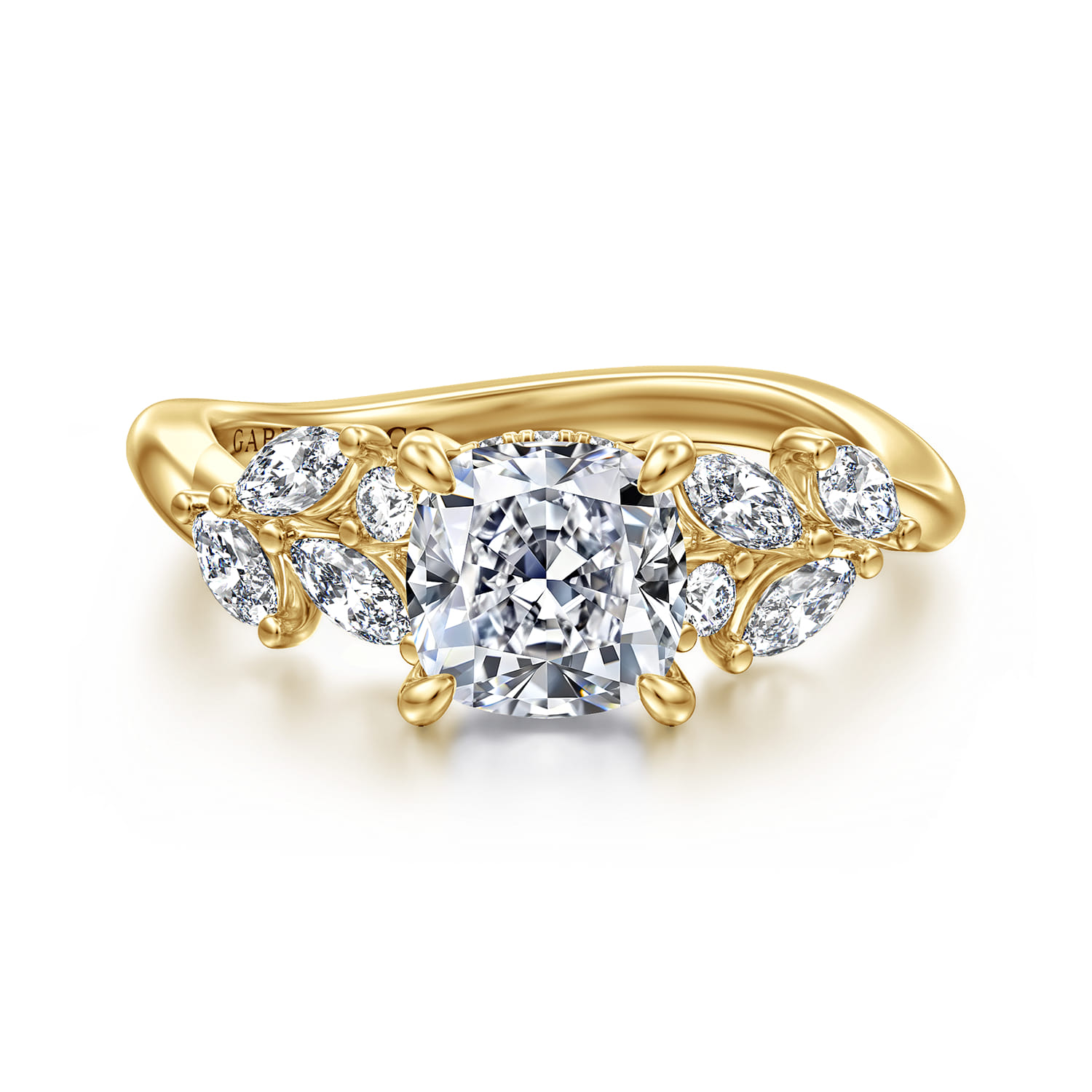 Collette - 14K Yellow Gold Cushion Cut Diamond Engagement Ring