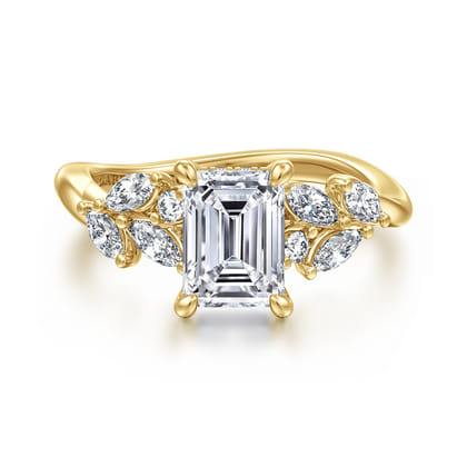 Collette - 14K Yellow Gold Emerald Cut Diamond Engagement Ring
