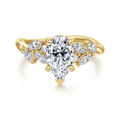 Collette - 14K Yellow Gold Pear Shape Diamond Engagement Ring