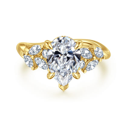 Collette - 14K Yellow Gold Pear Shape Diamond Engagement Ring