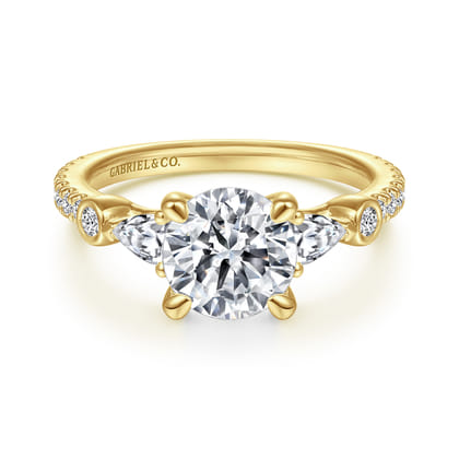Collin - 14K White Gold Five Stone Round Diamond Engagement Ring