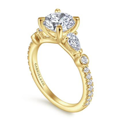 Collin - 14K White Gold Five Stone Round Diamond Engagement Ring