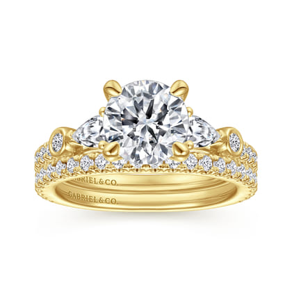 Collin - 14K White Gold Five Stone Round Diamond Engagement Ring