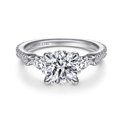 Collin - 18K White Gold Five Stone Round Diamond Engagement Ring