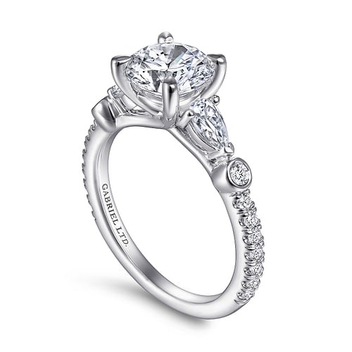 Collin - 18K White Gold Five Stone Round Diamond Engagement Ring - 0.61 ct - Shot 3