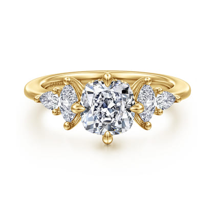 Colton - 14K Yellow Gold Compass Prong Cushion Cut Diamond Engagement Ring