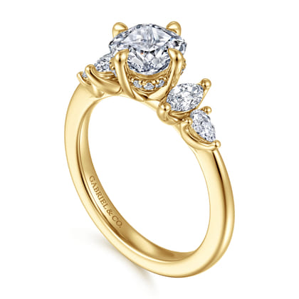 Colton - 14K Yellow Gold Compass Prong Cushion Cut Diamond Engagement Ring