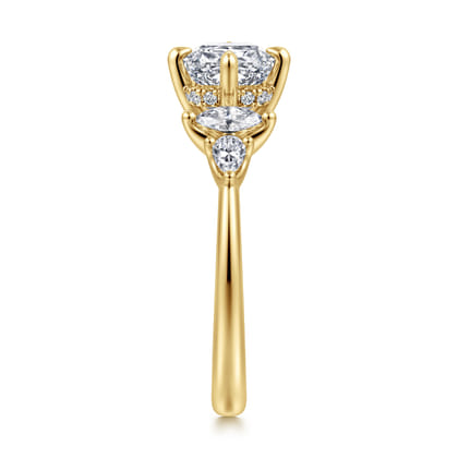 Colton - 14K Yellow Gold Compass Prong Cushion Cut Diamond Engagement Ring