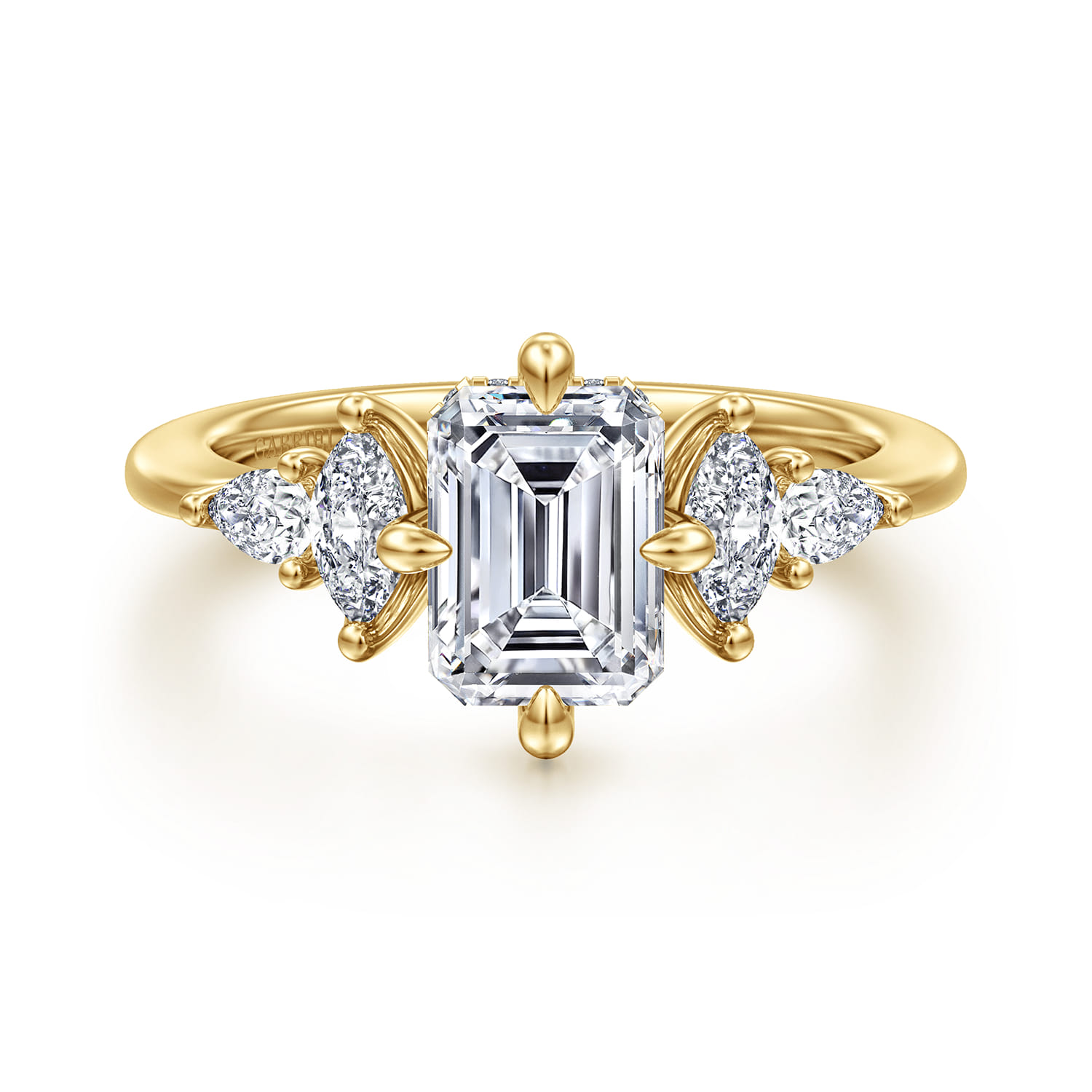 Colton - 14K Yellow Gold Compass Prong Emerald Cut Diamond Engagement Ring