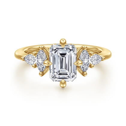 Colton - 14K Yellow Gold Compass Prong Emerald Cut Diamond Engagement Ring