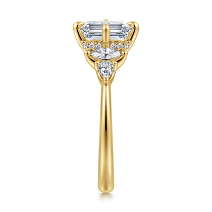 Colton - 14K Yellow Gold Compass Prong Emerald Cut Diamond Engagement Ring
