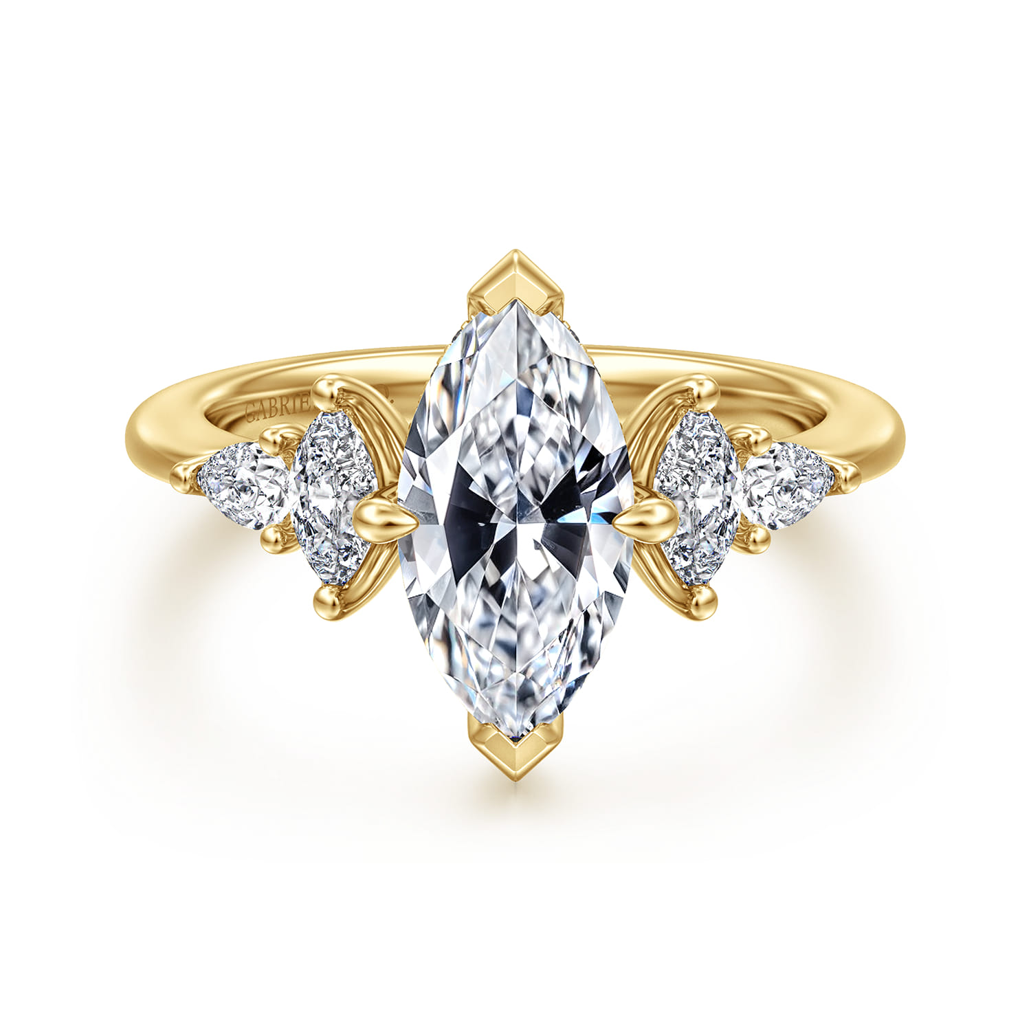 Colton - 14K Yellow Gold Compass Prong Marquise Shape Diamond Engagement Ring