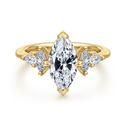 Colton - 14K Yellow Gold Compass Prong Marquise Shape Diamond Engagement Ring