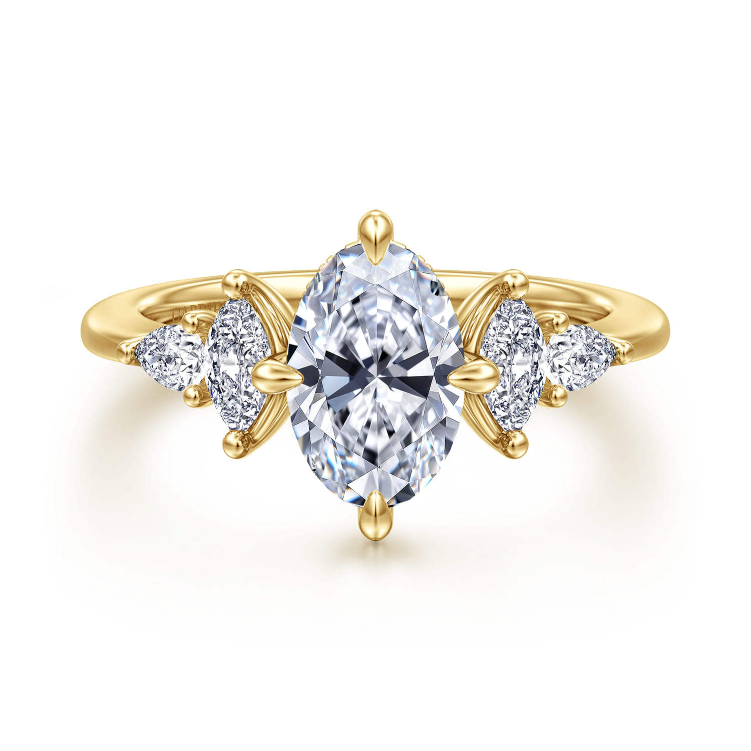 Colton - 14K Yellow Gold Compass Prong Oval Diamond Engagement Ring